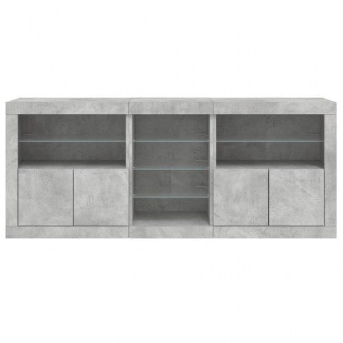 Skænk med LED-lys 162x37x67 cm betongrå