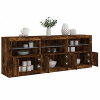 Skænk med LED-lys 181,5x37x67cm røget egetræsfarve