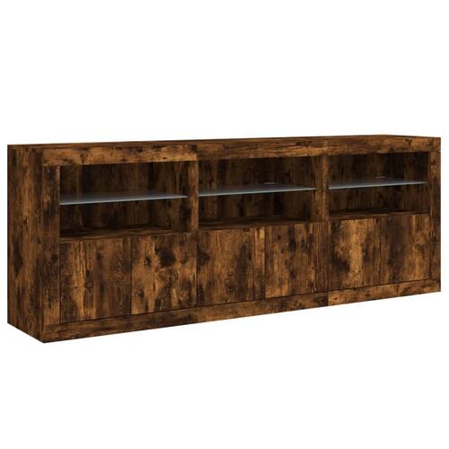 Skænk med LED-lys 181,5x37x67cm røget egetræsfarve