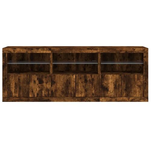 Skænk med LED-lys 181,5x37x67cm røget egetræsfarve