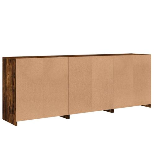Skænk med LED-lys 181,5x37x67cm røget egetræsfarve