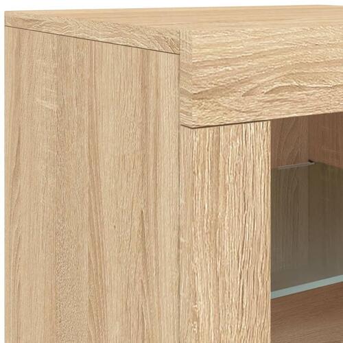 Skænk med LED-lys 181,5x37x67 cm sonoma-eg