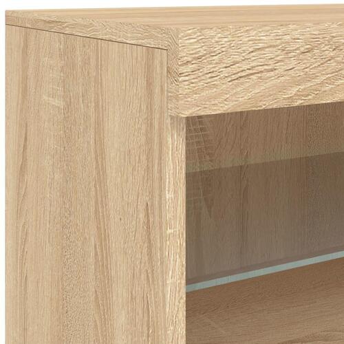 Skænk med LED-lys 181,5x37x67 cm sonoma-eg