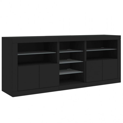 Skænk med LED-lys 181,5x37x67 cm sort