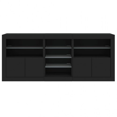 Skænk med LED-lys 181,5x37x67 cm sort