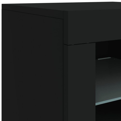 Skænk med LED-lys 181,5x37x67 cm sort