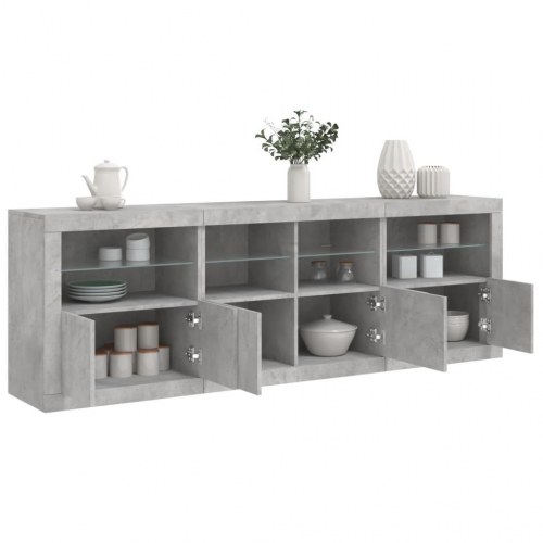Skænk med LED-lys 202x37x67 cm betongrå