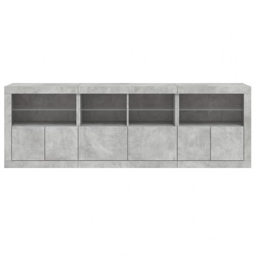 Skænk med LED-lys 202x37x67 cm betongrå
