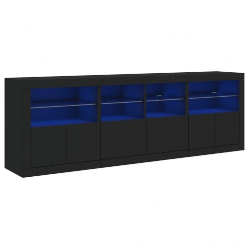 Skænk med LED-lys 202x37x67 cm sort