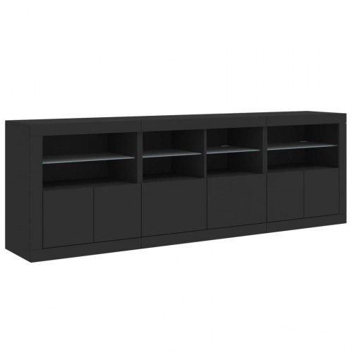 Skænk med LED-lys 202x37x67 cm sort