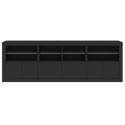 Skænk med LED-lys 202x37x67 cm sort