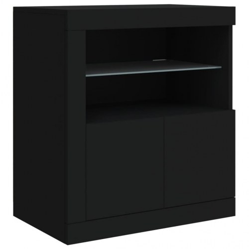 Skænk med LED-lys 202x37x67 cm sort