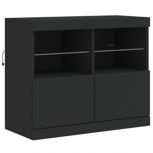 Skænk med LED-lys 202x37x67 cm sort