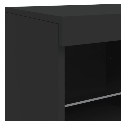 Skænk med LED-lys 202x37x67 cm sort