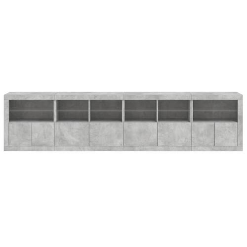 Skænk med LED-lys 283x37x67 cm betongrå