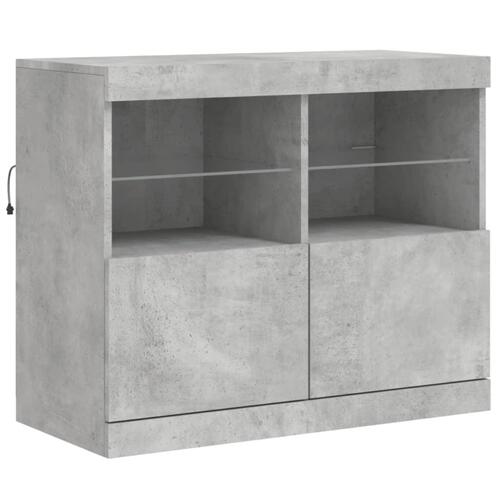 Skænk med LED-lys 283x37x67 cm betongrå