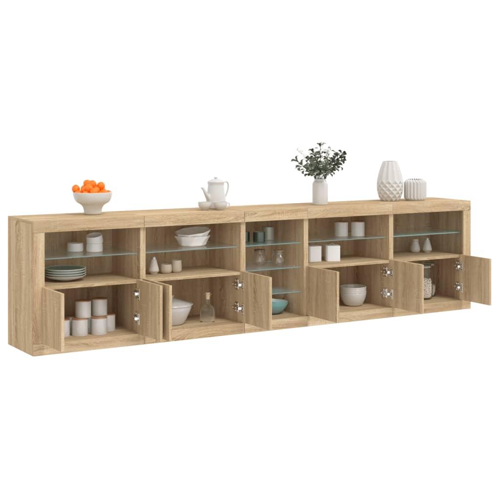 Skænk med LED-lys 283x37x67 cm sonoma-eg