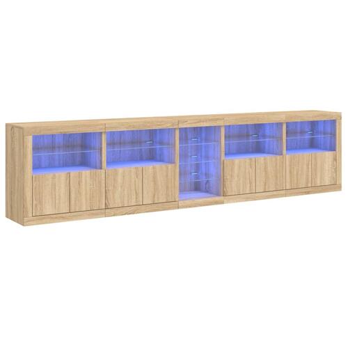 Skænk med LED-lys 283x37x67 cm sonoma-eg