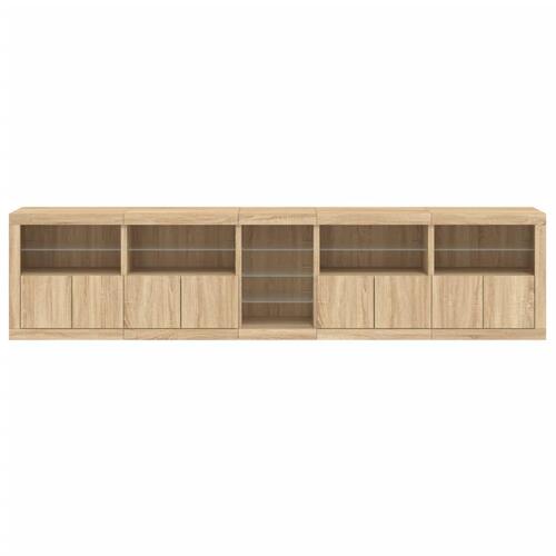 Skænk med LED-lys 283x37x67 cm sonoma-eg