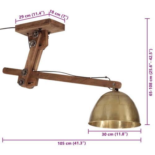 Loftlampe 105x30x65-108 cm 25 W E27 antik messingfarve