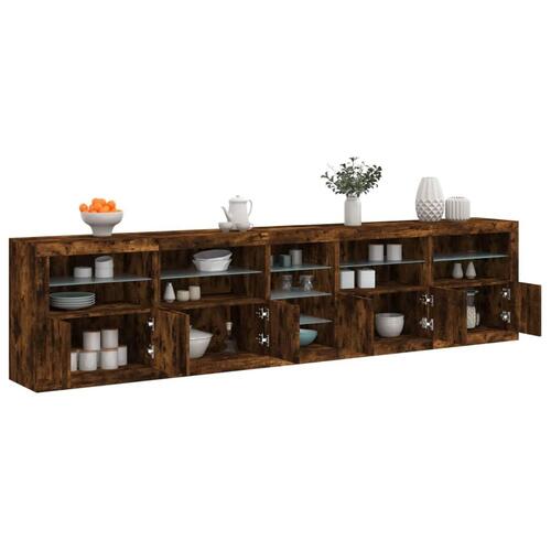 Skænk med LED-lys 283x37x67 cm røget egetræsfarve
