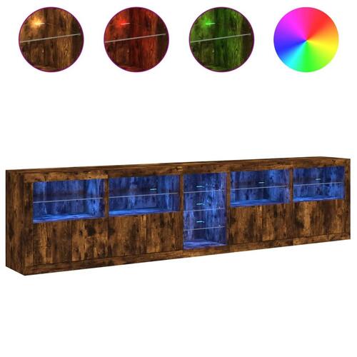 Skænk med LED-lys 283x37x67 cm røget egetræsfarve