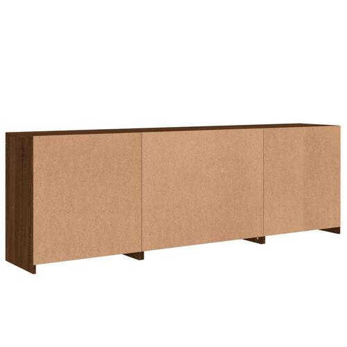 Skænk med LED-lys 202x37x67 cm brun egetræsfarve