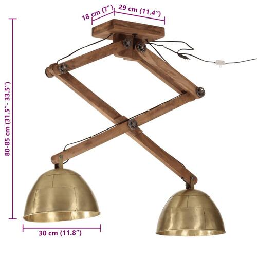 Loftlampe 29x18x85 cm 25 W E27 antik messingfarve