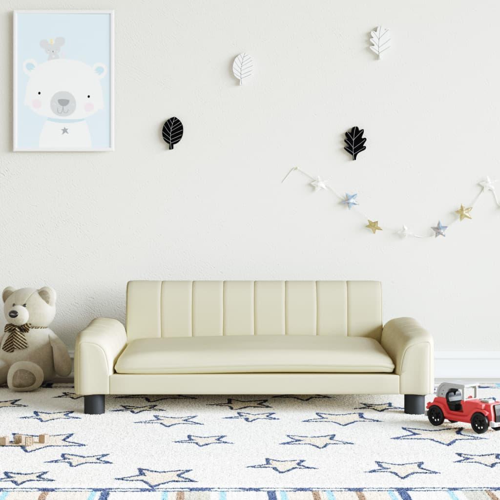 Sofa til børn 90x53x30 cm kunstlæder cremefarvet