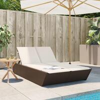 Solseng med hynder polyrattan brun