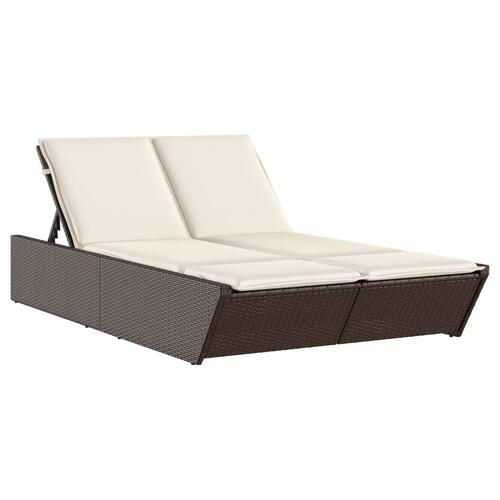 Solseng med hynder polyrattan brun