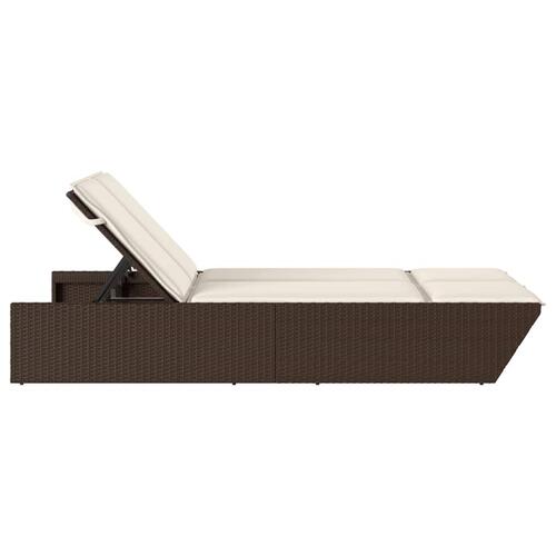 Solseng med hynder polyrattan brun