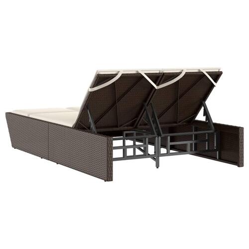 Solseng med hynder polyrattan brun
