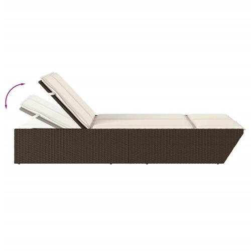 Solseng med hynder polyrattan brun