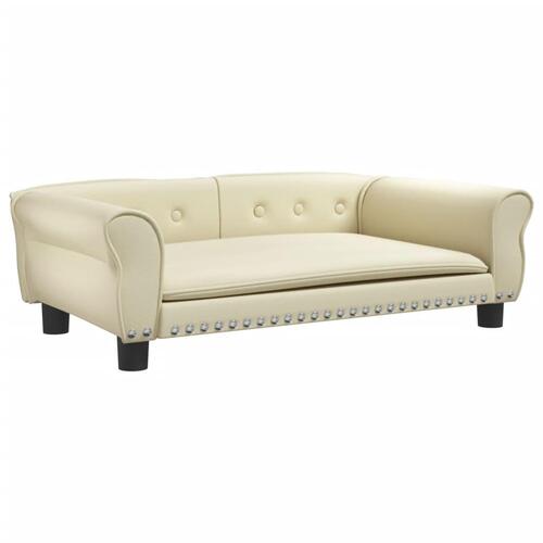 Hundeseng 95x55x30 cm kunstlæder cremefarvet