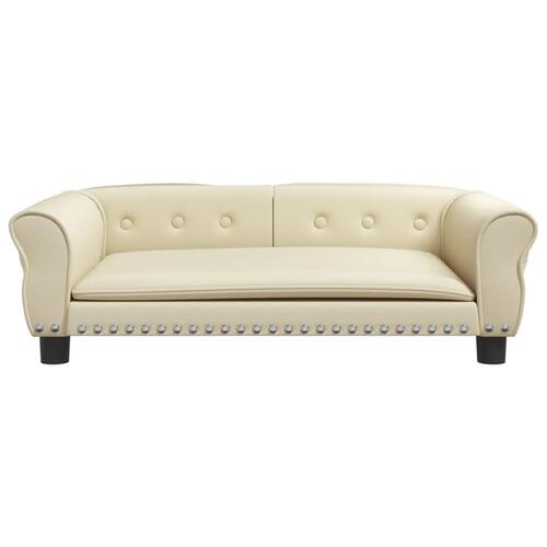 Hundeseng 95x55x30 cm kunstlæder cremefarvet