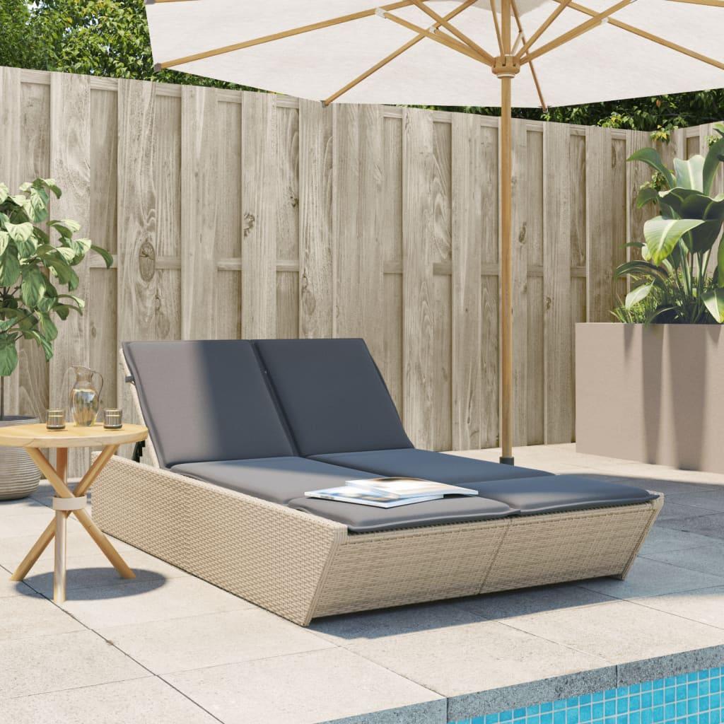 Solseng med hynder polyrattan beige