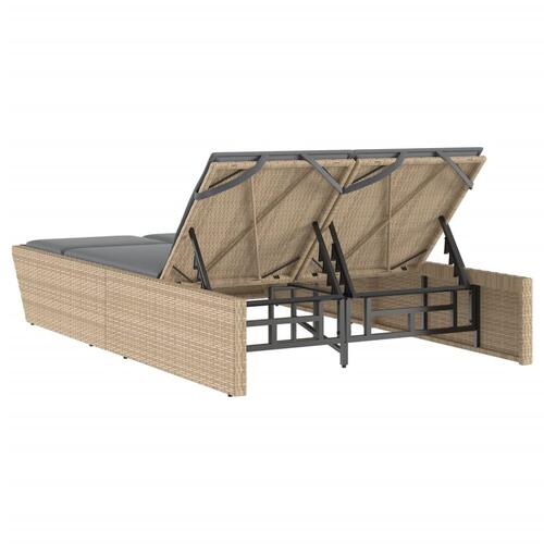 Solseng med hynder polyrattan beige