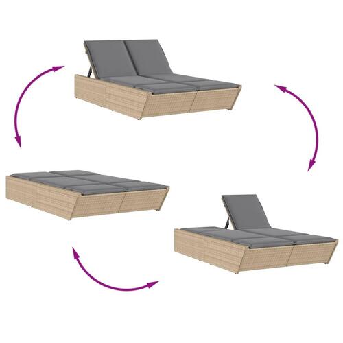 Solseng med hynder polyrattan beige