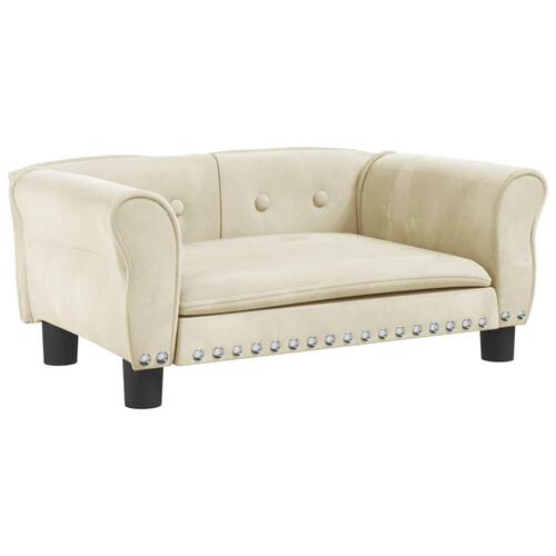 Hundeseng 70x45x30 cm velour cremefarvet