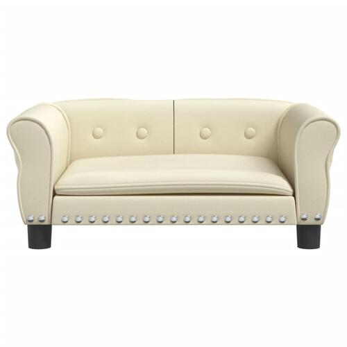 Hundeseng 70x45x30 cm kunstlæder cremefarvet