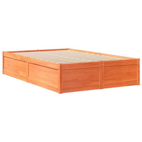 Seng med madras 120x190 cm massivt fyrretræ gyldenbrun