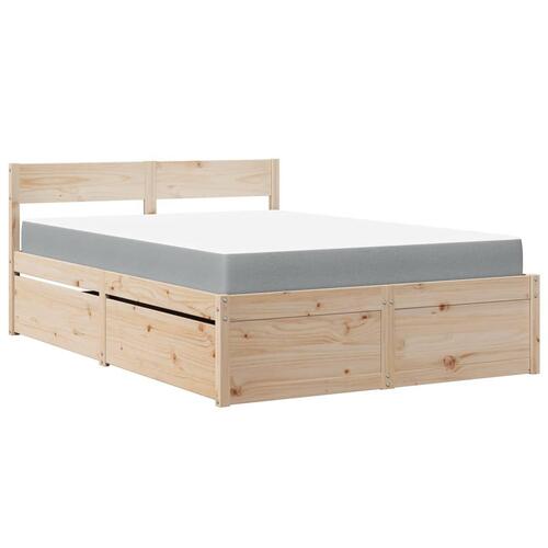Seng med skuffer og madras 120x190 cm massivt fyrretræ