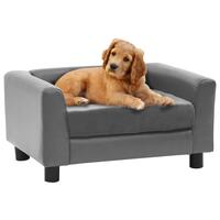 Hundesofa 60x43x30 cm plys og kunstlæder grå