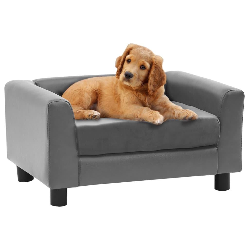 Hundesofa 60x43x30 cm plys og kunstlæder grå