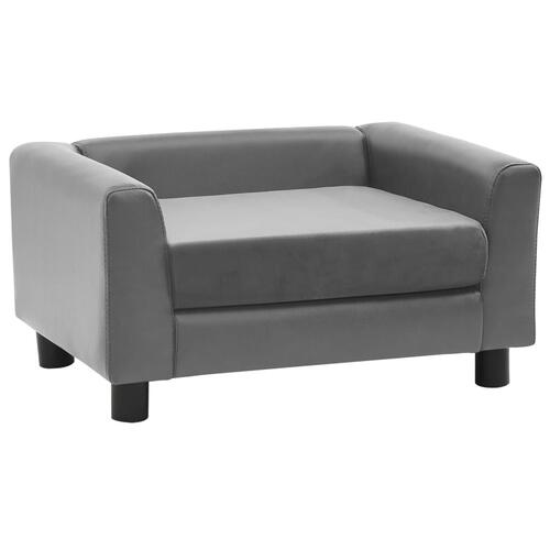 Hundesofa 60x43x30 cm plys og kunstlæder grå