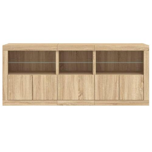 Skænk med LED-lys 162x37x67 cm sonoma-eg