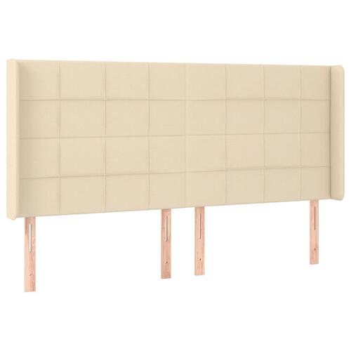 Sengegavl med kanter 183x16x118/128 cm stof cremefarvet