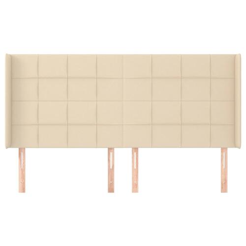 Sengegavl med kanter 183x16x118/128 cm stof cremefarvet
