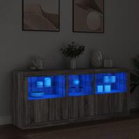 Skænk med LED-lys 162x35x75 cm grå sonoma-eg